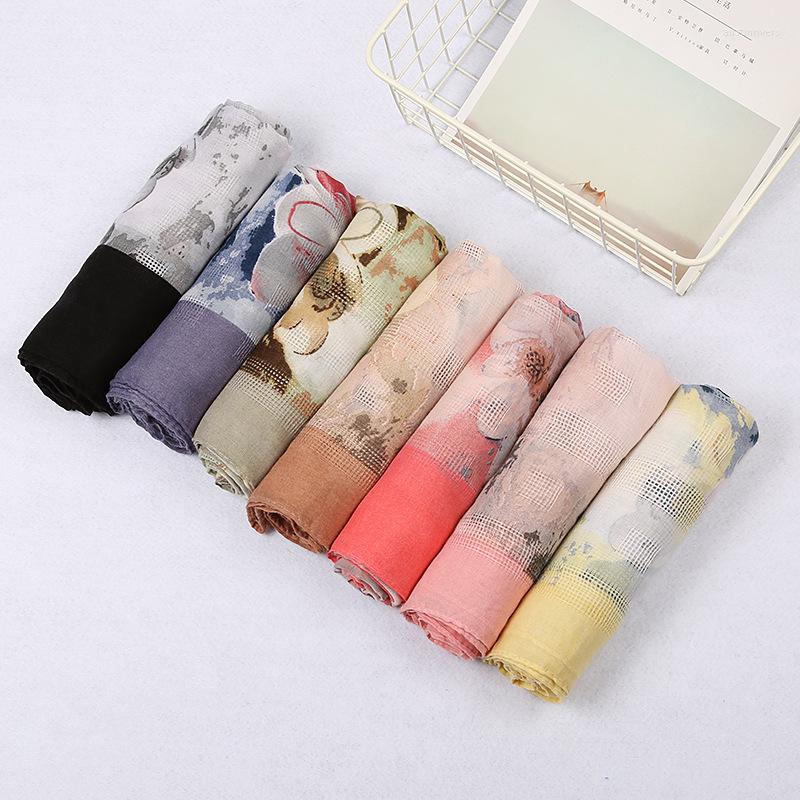 

Scarves 2022 Fashion Spring Summer Flower Printing Scarf Wraps Shawls Beach Hijab Wholesales W103