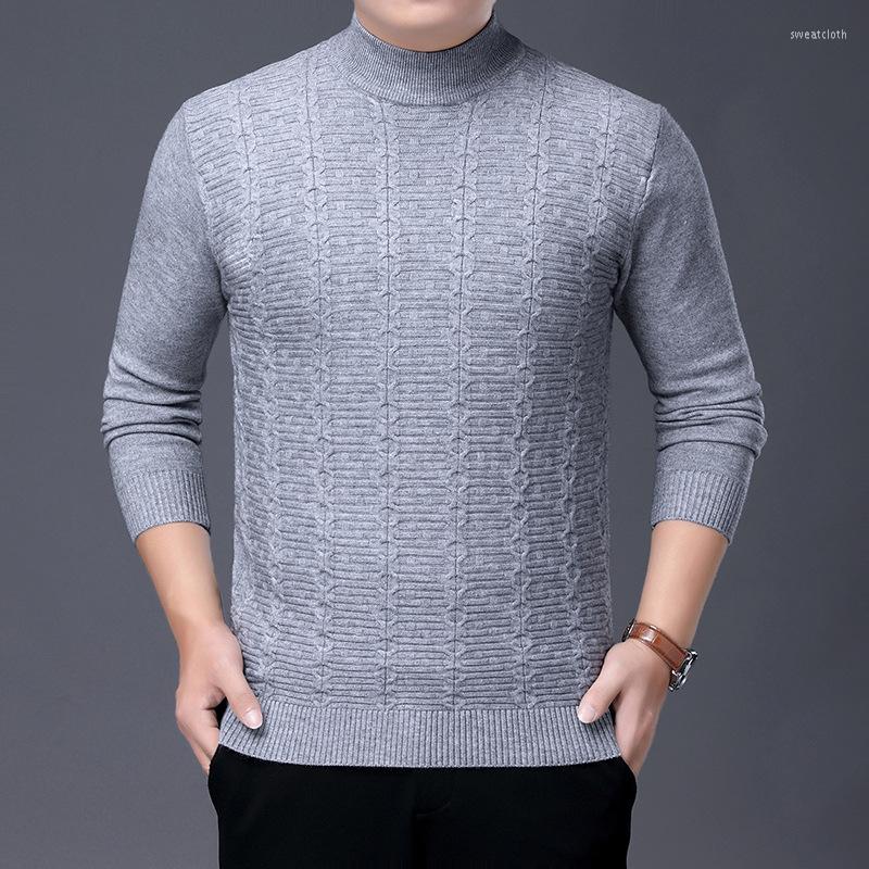 

Men's Sweaters Design 4XL Large Sizes Mock Neck Pullover Men's Clothing Wool Male Sweater, Black