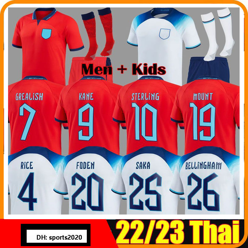 

2022 Soccer Jerseys World Cup SANCHO RASHFORD 2023 ENGLAND KANE STERLING GREALISH National team Football Kit 22 23 Red shirts White Blue Men Kids kits Fans, Pre-match