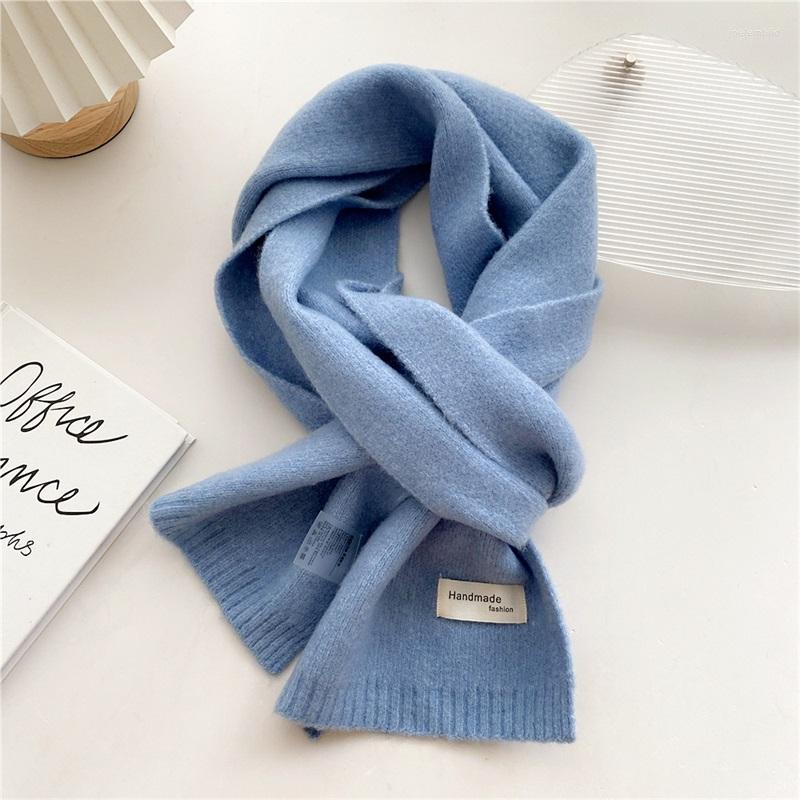 

Scarves Fashion Knitted Woolen Neckerchief For Women Winter Hijab Thick Scarf Soft All-match Student Outdoor Warm Long Shawl Solid Color