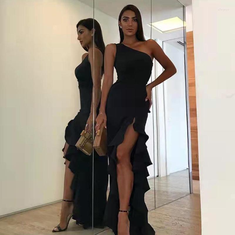 

Casual Dresses Prom Sexy Evening Midi Dress Long Female Elegant Suspenders Retro Bridesmaid Korean Version Designer Summer Clothes, Black