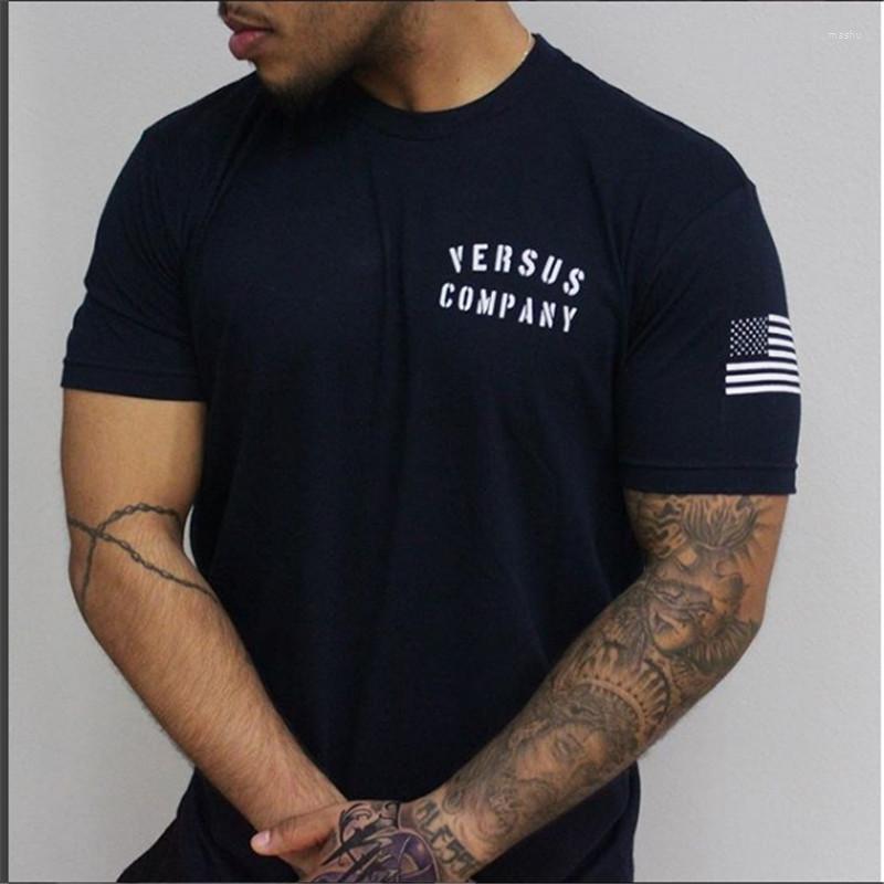 

Men's T Shirts Gyms T-shirt Men Short Sleeve Cotton Casual Slim Male Fitness Bodybuilding Workout Tee Tops Summer Clothing, Black