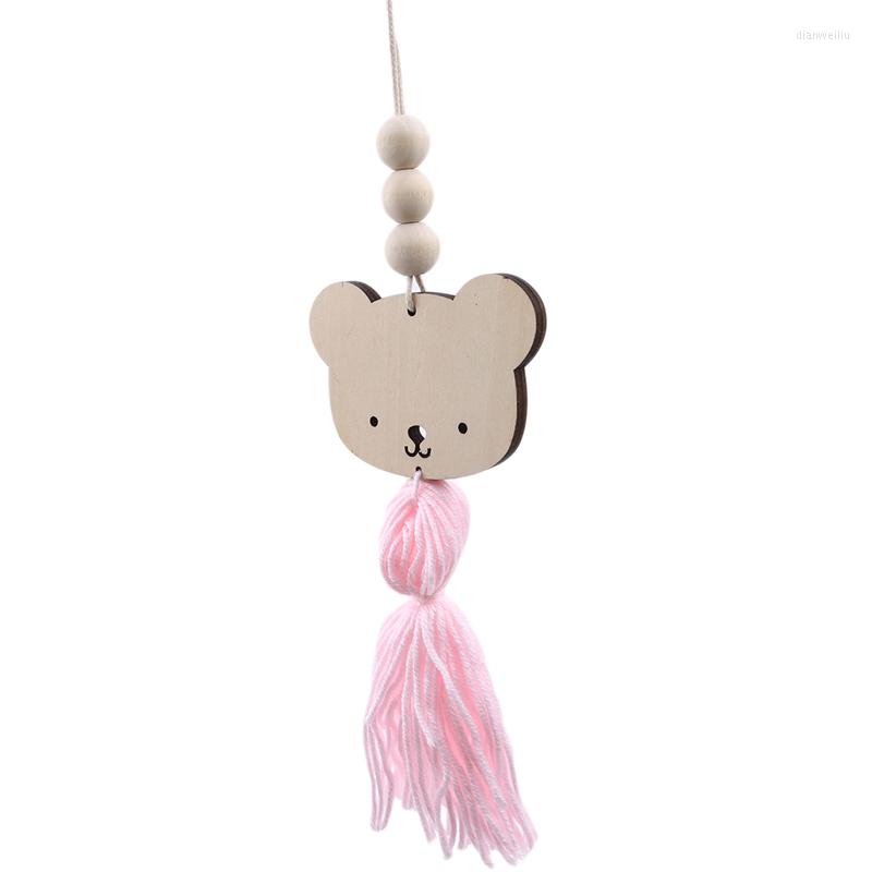 

Interior Decorations Nordic Style Cute Panda Shape Wooden Beads Tassel Pendant Kids Room Car Decoration Wall Hanging Ornament