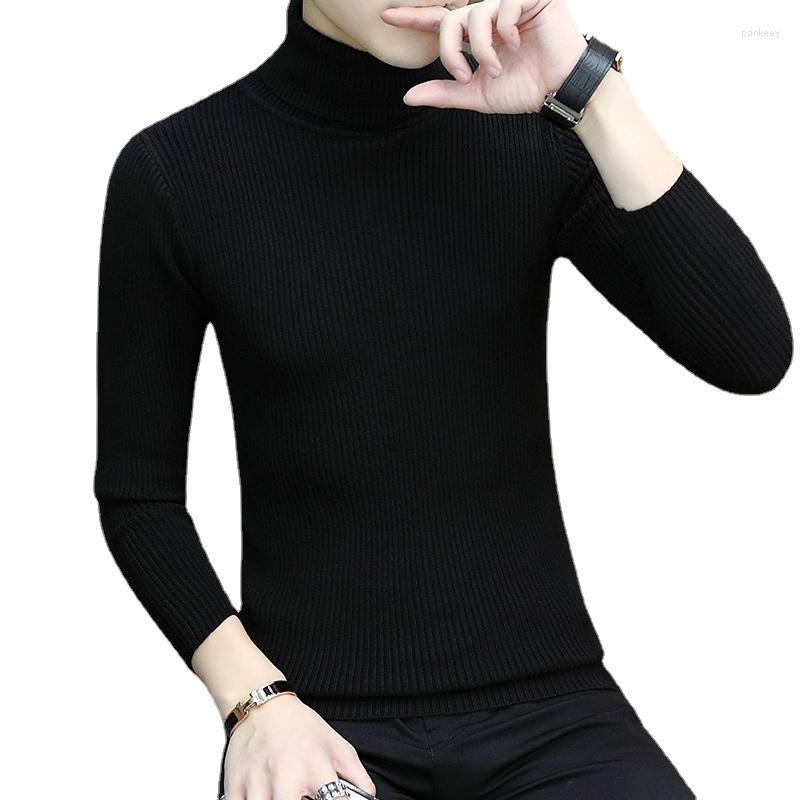 

Men's Sweaters 2022 Men's Solid Color Turtleneck Sweater Fashion Knitted Casual Slim Pullover, Black
