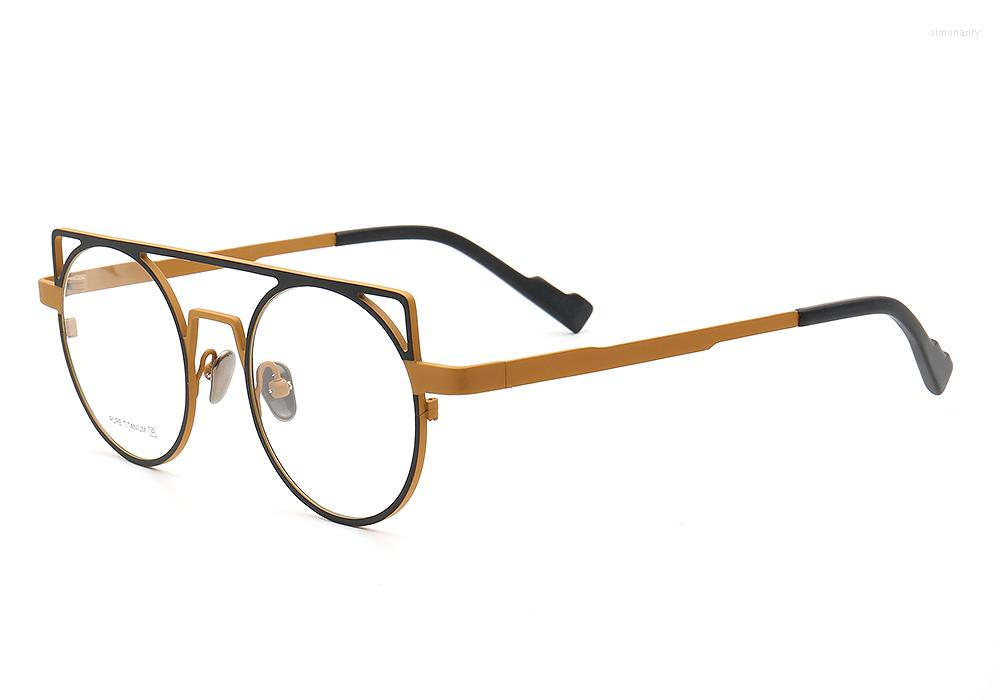 

Sunglasses Frames Womens Round Double Bridge Cateye Special Pure Titanium Metal Lightweight Eyewear Fashion Prescription Eyeglass Frame Blue