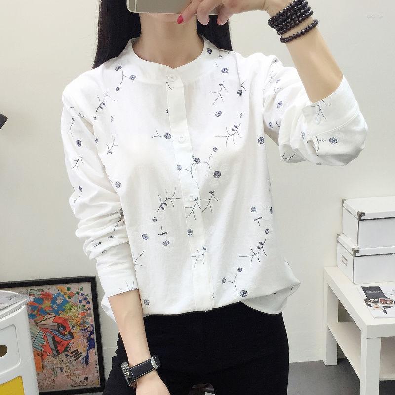 

Women' Blouses Women Blouse Spring Autumn Cotton Linen Women' Loose White Shirt Long Sleeve Coat Top Blusas Mujer De Moda