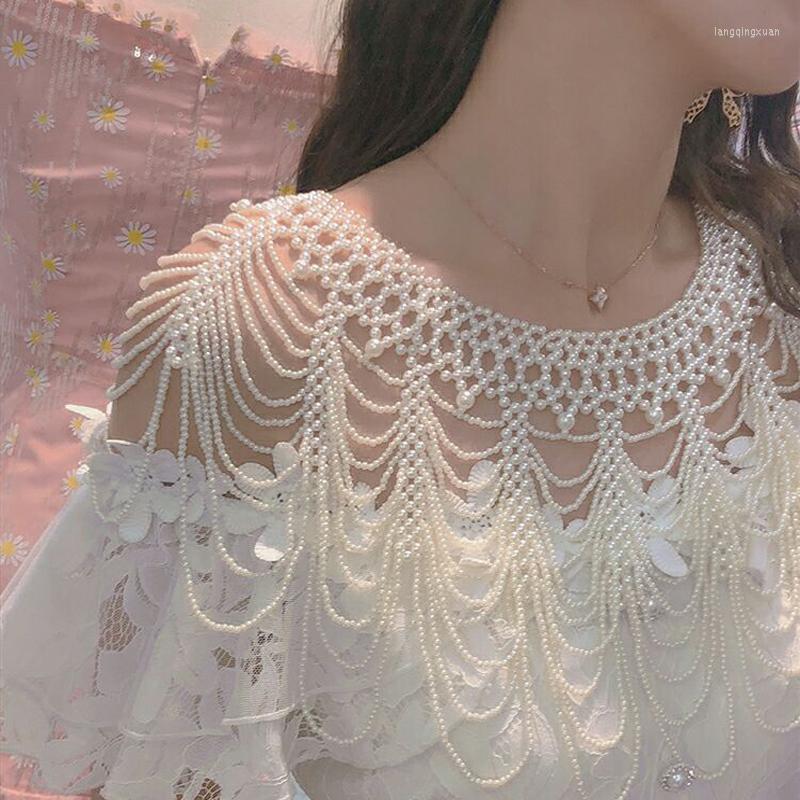 

Wraps Luxury Pearls Wedding Bolero Women Scoop Neck Bridal Jacket Handmade, Ivory