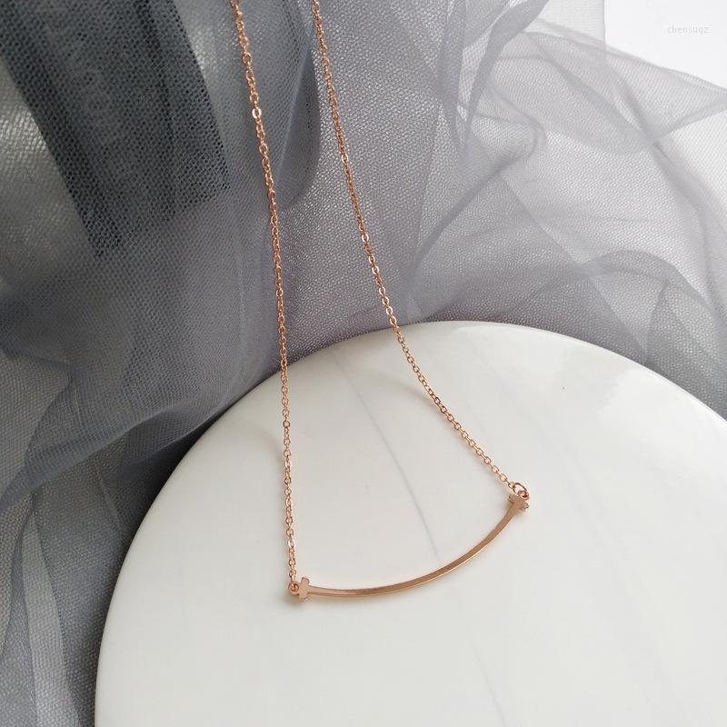 

Choker Fashion Korea Smile Necklace Personality Temperament Metal Collarbone Chain Aesthetic Jewelry Charm Party Gift For Women
