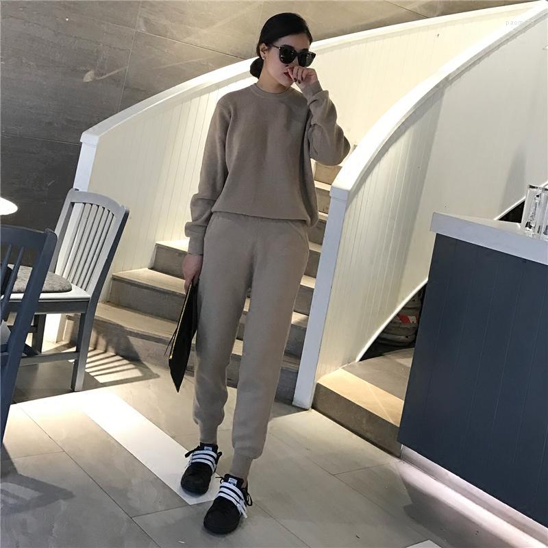

Women's Two Piece Pants 2022 Pull Time-limited Pullover Poncho Women Sweater Suit Autumn Winter Cashmere Thick Wool Trousers Leisure, Beige