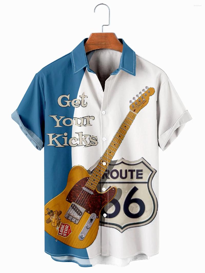 

Men's Casual Shirts Men's Music Guitar Simple Patchwork Shirt, B364