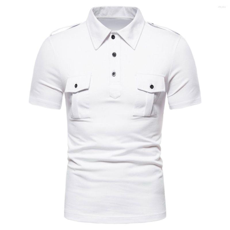 

Men's Polos Mens Polo Shirts Short Sleeve Regular Fit Fashion Designed Shirt Para Hombre Double Pocket Homme Summer Tops, Black