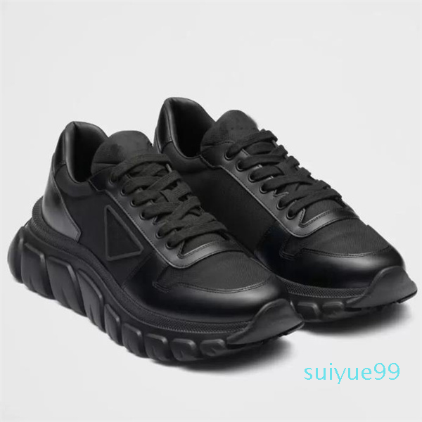 

Famous Design Ultra-light Knit Fabric Sports Shoes Men Embossed Rubber Triangle Sneakers White Black Re-Nylon & Brushed Leather Casual Walking