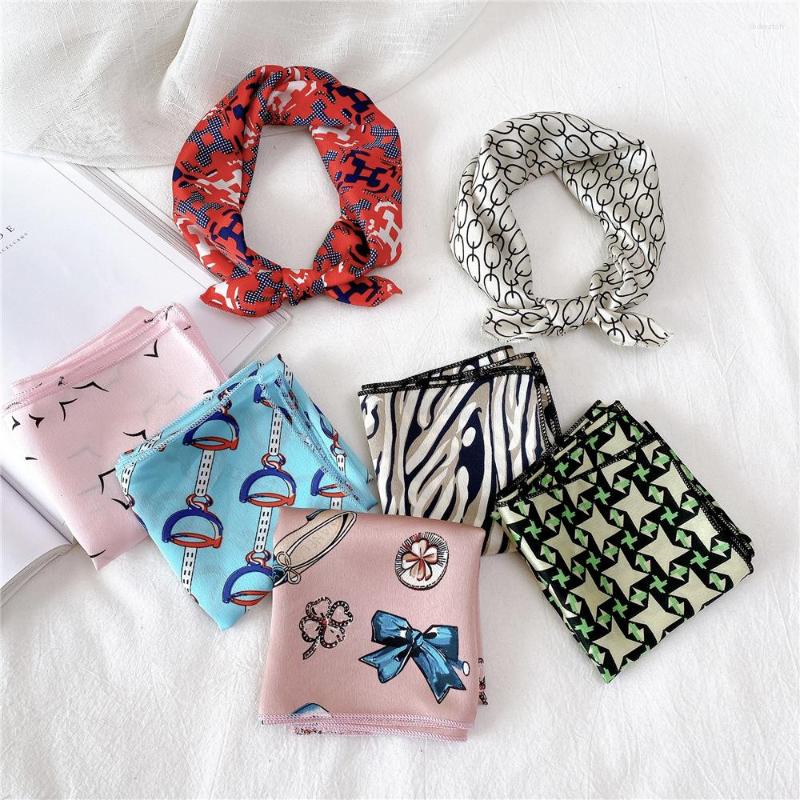 

Scarves 50 50cm Small Square Scarf Women Chiffon Silk Elegant Headband Femme Bandana Fashion Neck Hair Bands Handkerchief