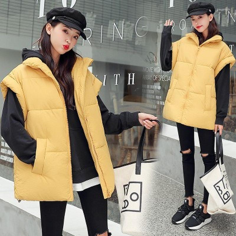 

Women' Vests Solid Oversized Vest Jacket 2022 Fall Winter Women Loose Korean Sleeveless Down Jackets Thicken Warm Female Cotton Coats, Beige
