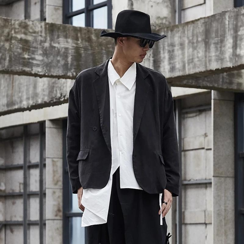 

Men' Suits Men' Retro Suit Fashion Large Design Brand Dark Japanese Loose Simple Coat, Black