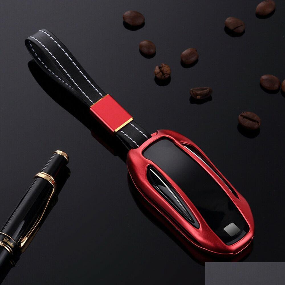 

Car Key For Tesla Model S X 3 Car Aluminium Alloy Key Holder Er Case Shell Chain Drop Delivery 2022 Mobiles Motorcycles Interior Acces Dhh1R, Blue - x