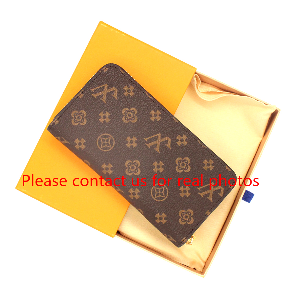 

Fashion women clutch wallet pu leather wallet single zipper wallets lady ladies long classical purse with orange box card 60017, #4