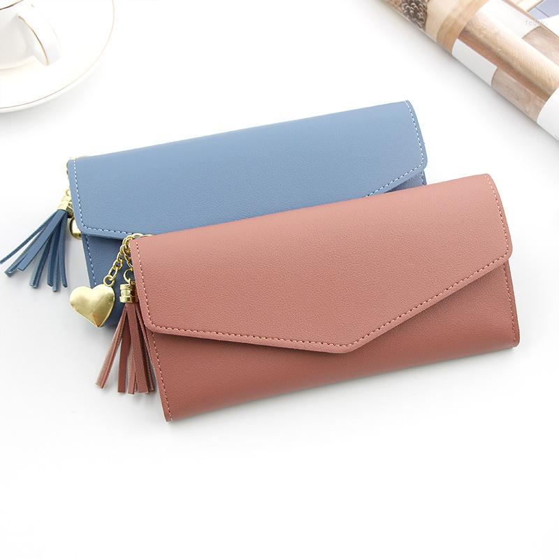 

Wallets Women Long Card Holder Tassels Ladies Handbag Female Purse PU Leather Money Bag Clutch Coin Change Pockets Purses, Black