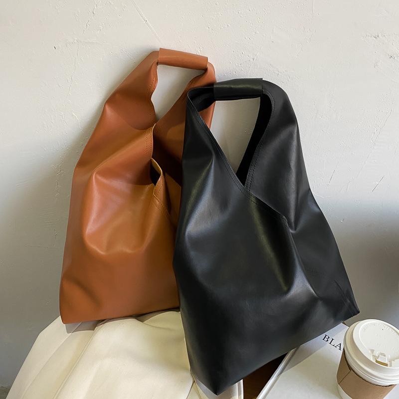 

Evening Bags Lazy Women's Big Shoulder Bag PU Leather Totes High Capacity Irregular French Underarm, Black