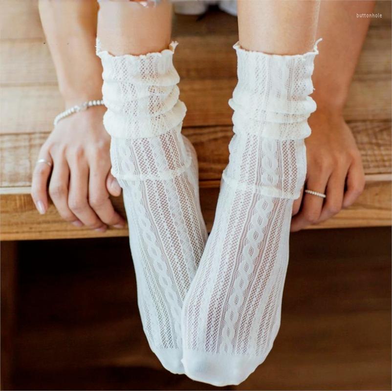 

Women Socks Woman Fashion Spring Calcetines De La Mujer Solid Hollow Out Soft Cute Long For Mesh Thin 1 Pair, Black