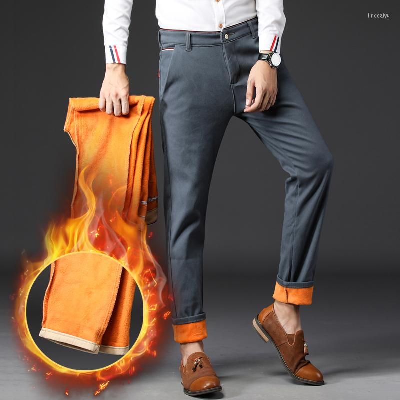 

Men's Jeans 4 Color Casual Pants Men 2022 Winter Business Fashion Elastic Straigh Trousers Male Brand Gray Khaki Blue Black