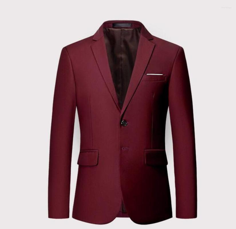 

Men' Suits Mens Business Solid Color Two-button Suit Jacket Korean Style Slim Multi-color Optional Blazer, Black