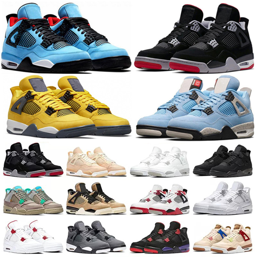 

Basketball Shoes Sneakers University Blue White Oreo Metallic Purple Black Cat Bred Shimmer Cactus Jack Og Jump Jumpman 4 4S Mens Men Women 8756, 32