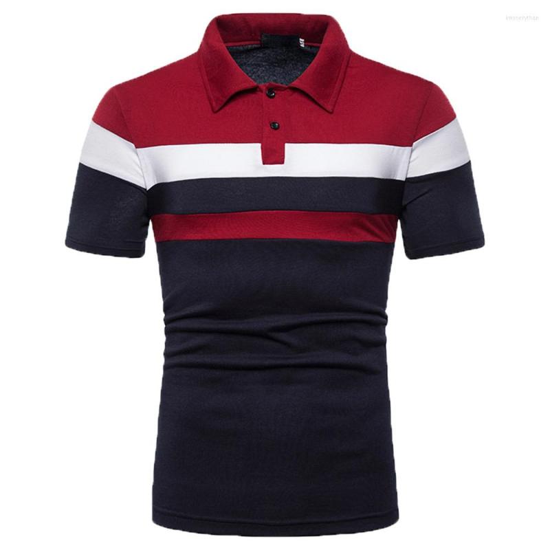 

Men' Polos Summer Fashion Stitching Polo Shirt Turn Down Collar Casual Short-sleeved European Patchwork T-shirt Clothing