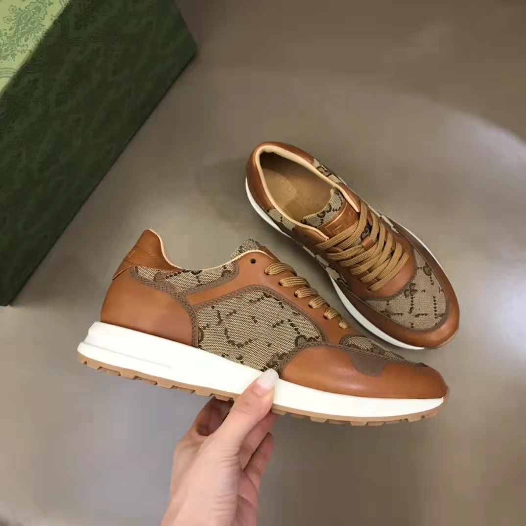 

Casual Shoes Lace-Up Flats Trainers Rubber Soles Luxury Sports Super Quality White Leather Top Gift With Full Package