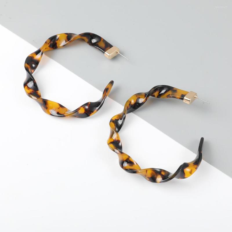 

Hoop Earrings Trendy Twist Big Round Circle For Women Acrylic Resin Tortoiseshell Statement EarringsFashion Jewelry Brincos