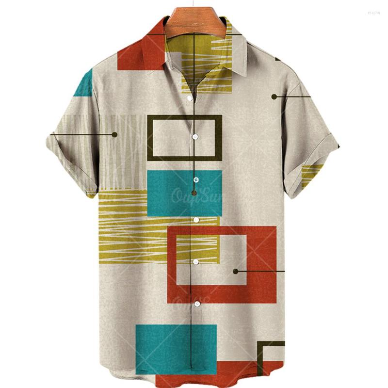 

Men' Casual Shirts 2022 Vintage Men' Hawaiian Shirt Short Sleeve Stripe Lapel Single Button Summer Beach Top, Zm-2822