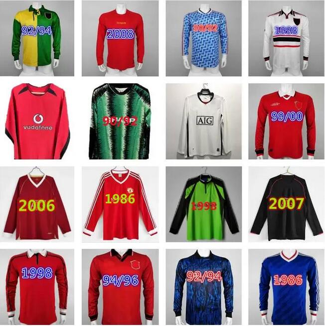 

long sleeve RETRO MANCHESTER soccer jerseys 90 92 94 96 98 99 00 02 04 06 07 08 09 Vintage MAN UTD Camiseta Rooney BERBATOV VIDIC GIGGS Schmeichel FOOTBALL SHIRTS
