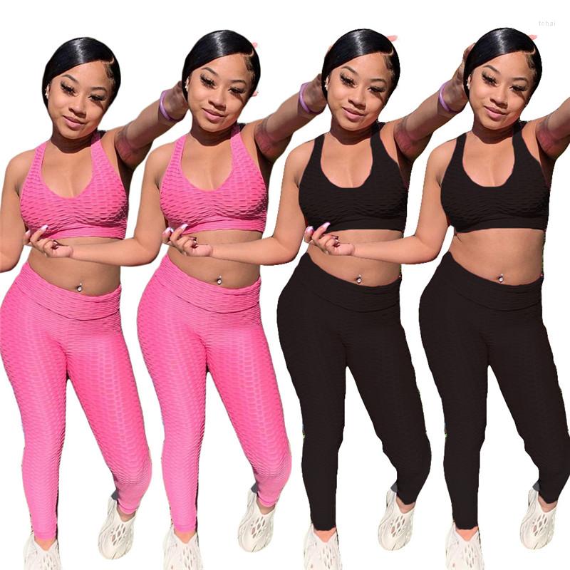 

Women' Two Piece Pants European Solid Pant Set Summer Skinny 2 Pieces Clothes Female Matching Tracksuits, Black