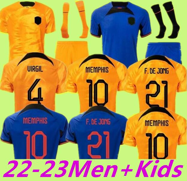 

2022 Netherlandes soccer jersey MEMPHIS 22 23 DE JONG Holland DE LIGT WIJNALDUM VAN DIJK Adult men kids kit sets DUMFRIES football shirt 26