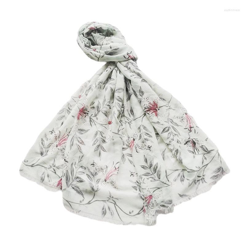 

Scarves 2022 Flower Print Fringe Scarf Shawls Long Soft Floral Wrap Hijab