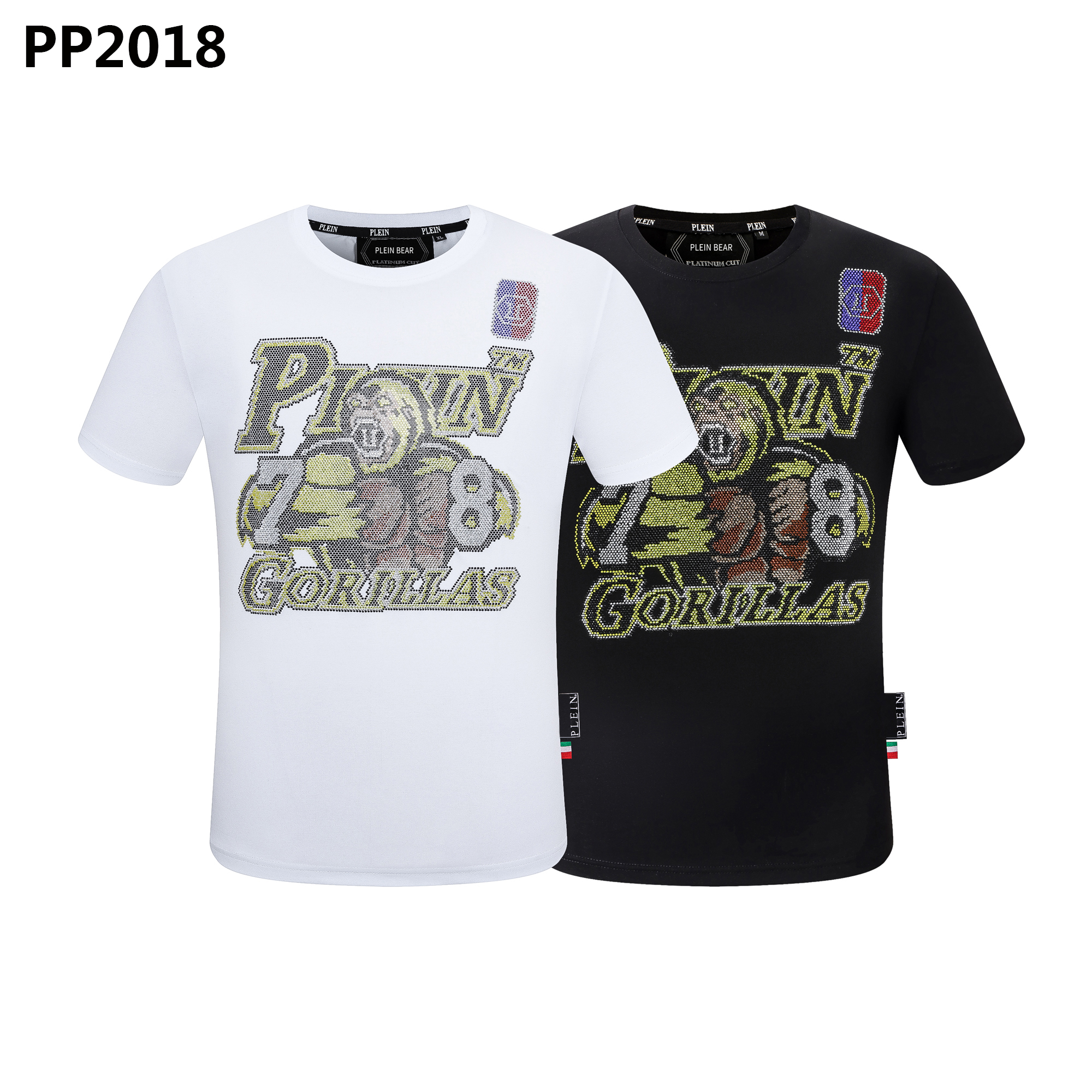

PLEIN BEAR T SHIRT Mens Designer Tshirts Brand Clothing Rhinestone PP Skull Men T-SHIRT ROUND NECK SS STONES Classical Hip Hop Streetwear Tshirt Top Tees PB 160651, Black