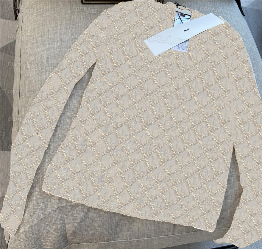 

Sexy Tulle Womens Shirt Vintage Letters Embroidered Long Sleeve T Shirts Lace See Through Bottoming Tops Colors 4KDY, Black with label