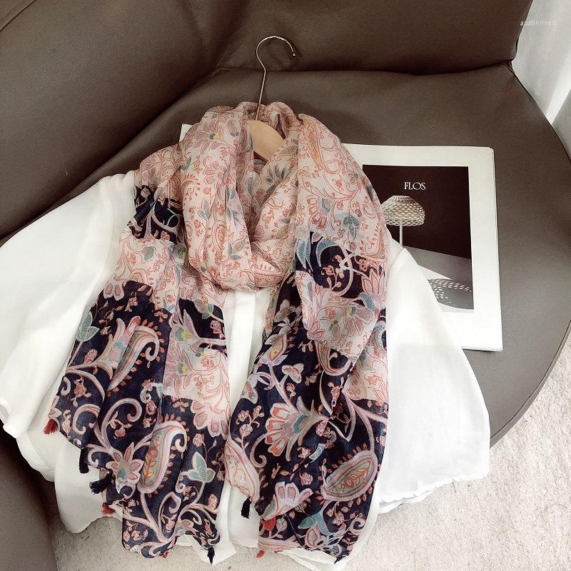 

Scarves 2022 Fashion Paisley Print Tassel Scarf Shawls Long Soft Floral Hijab Wrap