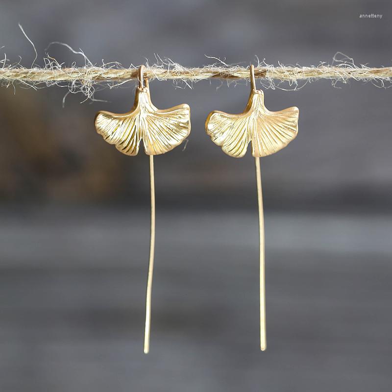 

Dangle Earrings Bohemian Geometric Gold Color Ginkgo Biloba Leaf Shape Drop For Women Statement Earring Jewelry Accessory Z4D327
