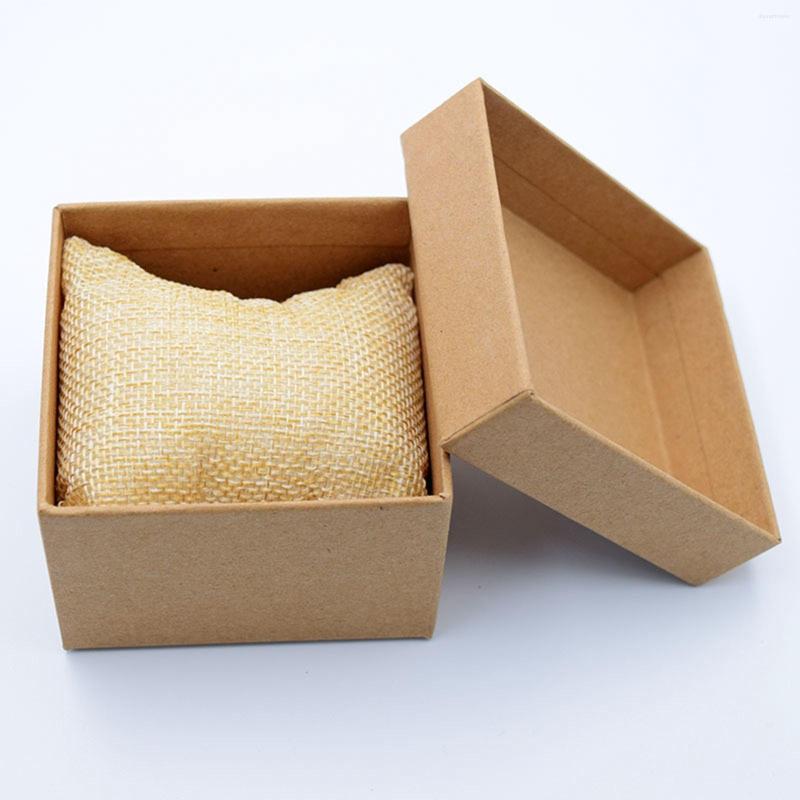 

Watch Boxes 4 Pieces Kraft Box With Pillow Single Protective Gifts Trinkets Packing Jewelry Display Case Storage Holder