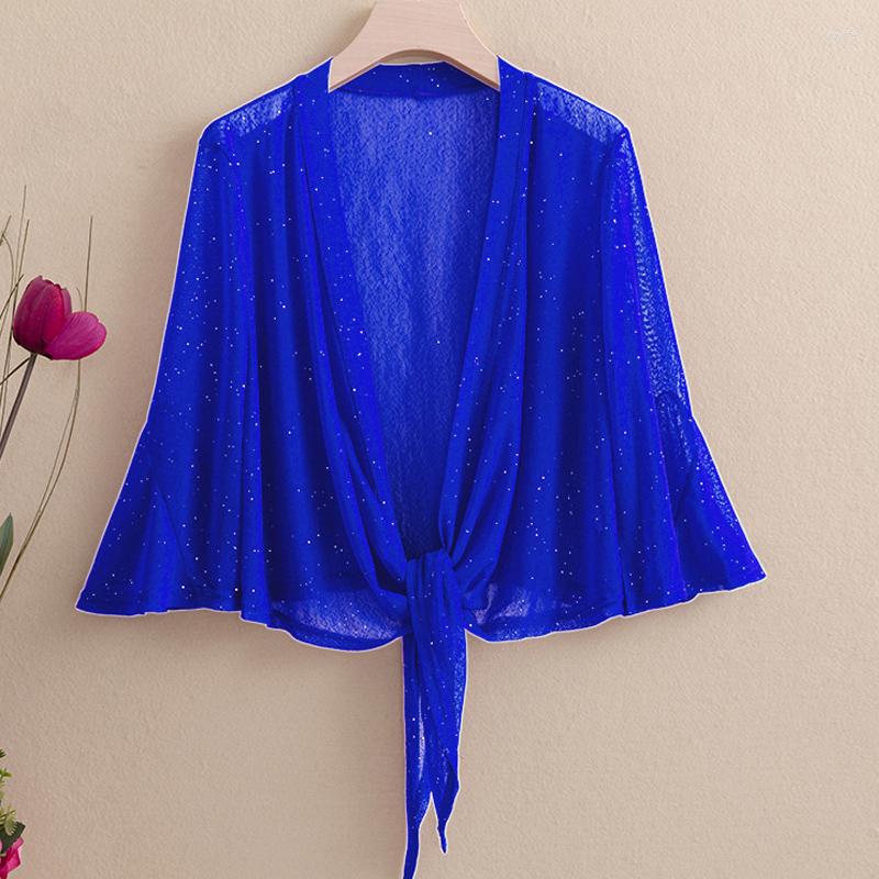 

Women's Jackets Small Shawl Summer Women Versatile Mesh Cardigan Large Size Ladies Casual Loose Thin Three Quarter Sleeve Coat Korean Mujer