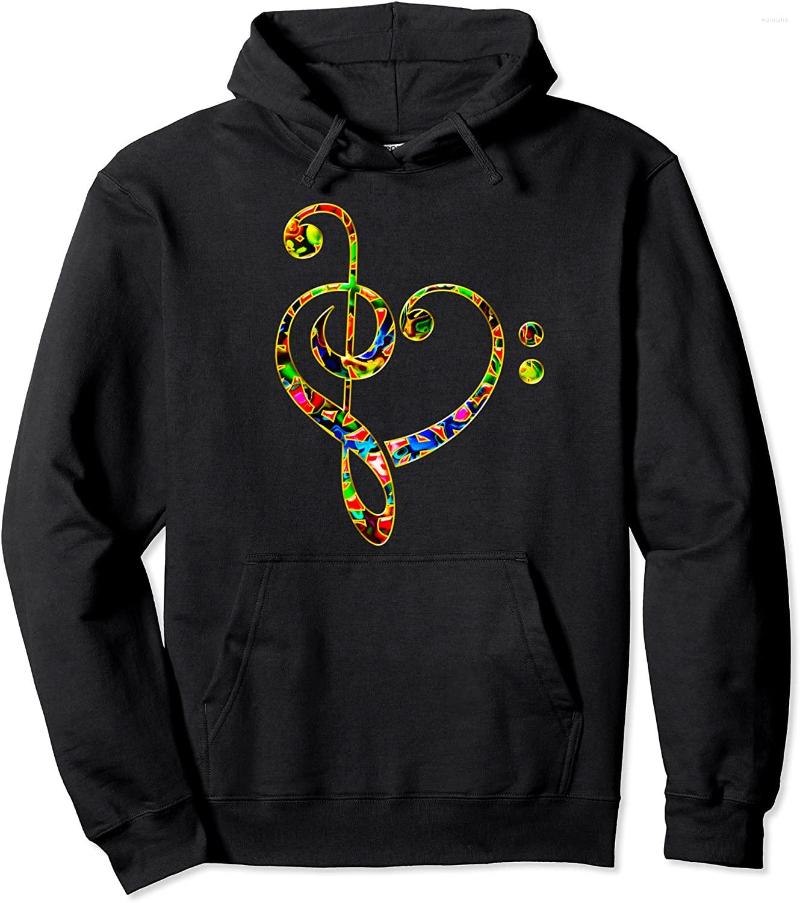 

Men' Hoodies I LOVE MUSIC HEART Treble Bass Clef Notes Choir Band Hoodie, Black