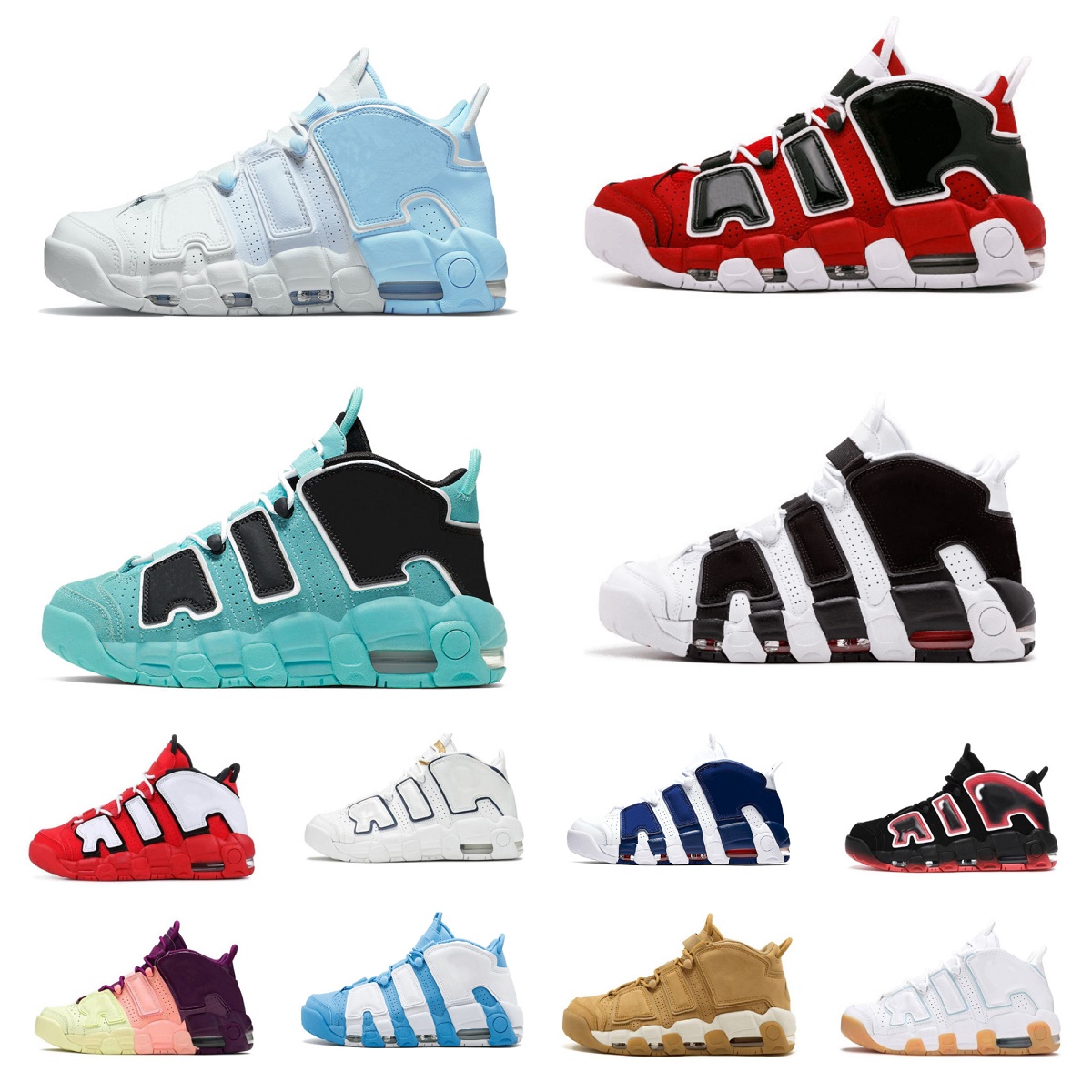 

Fashion Airs More Scottie Pippen Basketball Shoes Mens Uptempos 96 Total Panda Black White Sail University Blue Chrome Sunset Light Aqua Wheat Trainers Sneakers, Bubble package bag