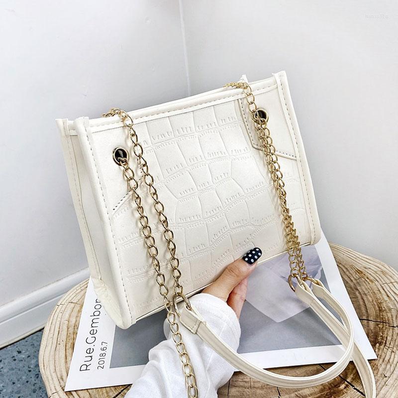 

Evening Bags Summer Trend Simple Chain Female Handbags Large Capacity Pu Leather Ladies Tote Bag Designer Retro One Shoulder Crossbody, Beige