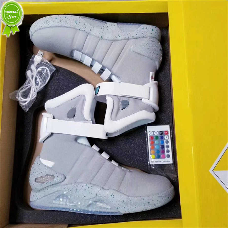 

2023 TOP Automatic Laces Air Mag Sneakers Marty Mcfly's Led Outdoor Shoes Man Back To The Future Glow In The Dark Gray TOP Mcflys Mags With