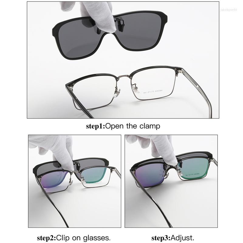

Sunglasses 2022 Pochromic Clip Men's Polarized Driving Night Vision Goggles Glasses Square Retro Anti-glare Oculos