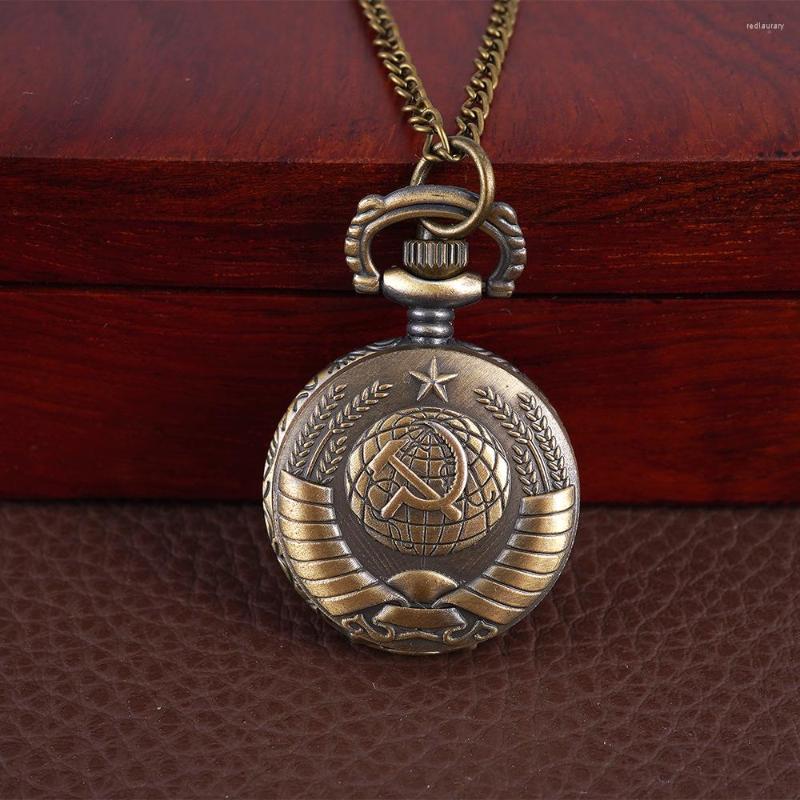 

Pocket Watches Quartz Watch Small Chain Bronze Earth Star Hammer Soviet Sickle, Antique brass