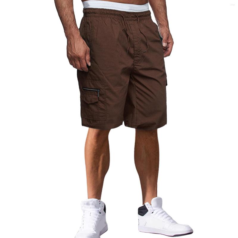 

Men's Pants Cargo Work Male Summer Straight Solid Pant Drawstring Pocket Shorts Cropped Trousers, Black