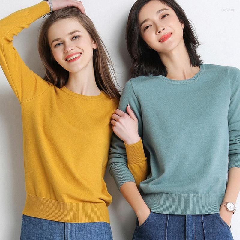 

Women's Sweaters Autumn Winter Sweater Women Pullovers Casual Loose Long-sleeved Cashmere Ladies Fashion Pure Color Knitted, Green