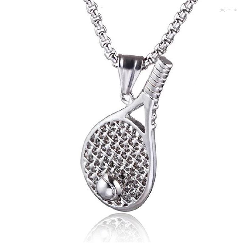 

Pendant Necklaces Sheishow Stainless Steel Tennis Racket For Men Women Trendy Jewelry Sports Style Neck Chain Supplie Accessoriy
